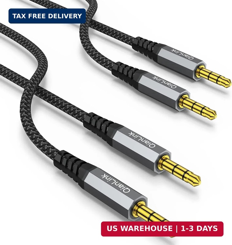 2 Pack AUX Cable, (6.6ft/2m, Hi-Fi Sound) 3.5mm TRS Auxiliary Audio Cable Nylon