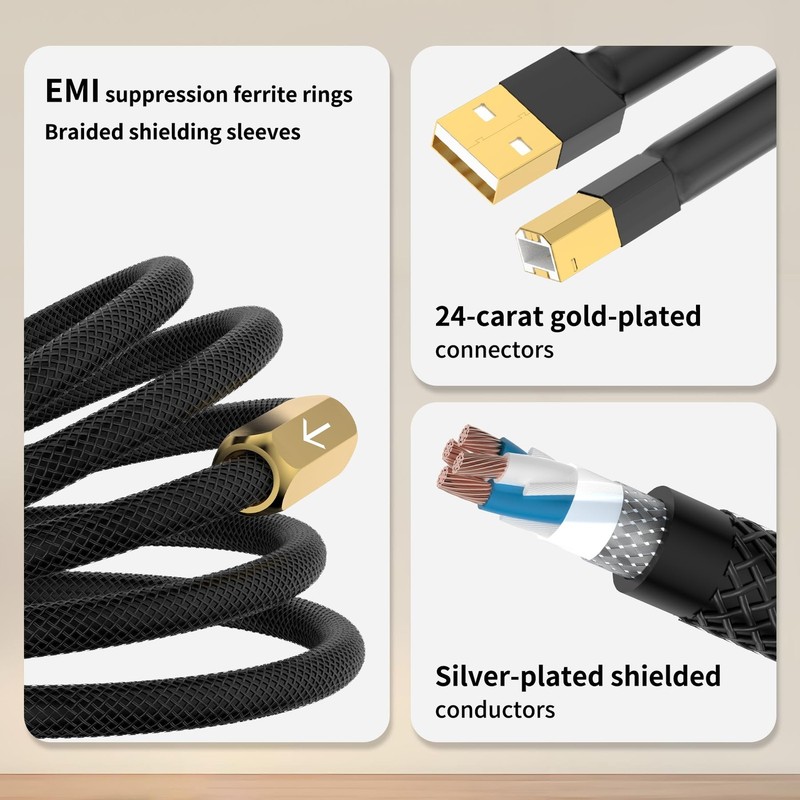 HiFi USB 2.0 Cable Type A to Type B Male Male 6.6FT/2M Printer Scanner Data ... gallery