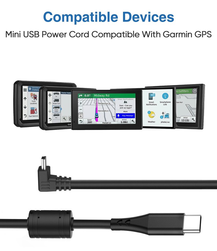 Gonofeto Charger Cable for Garmin GPS,6Ft 18AWG USB C to Mini USB Charging Co... gallery