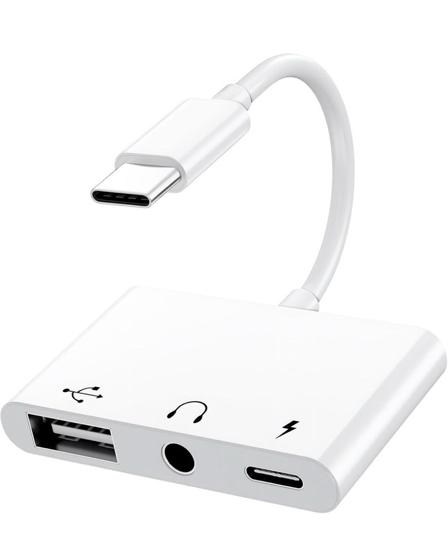 USB C to 3.5mm Audio OTG Adapter w/60W PD Fast Charging Headphone Splitter 3in1