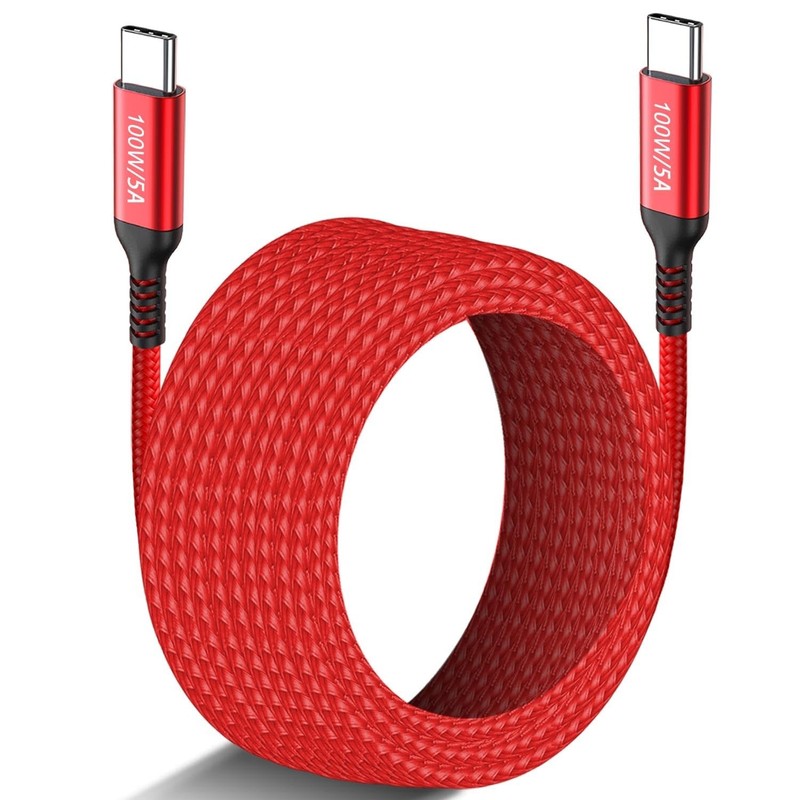 15FT Long USB-C to USB-C Cable 100W, Type-C 20V/5A Fast PD Charger Braided Cord