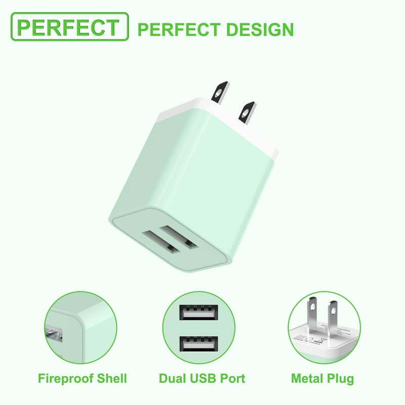 5Pack iPhone Charger [MFi Certified], Dual Port USB Wall Charger Block Adapte... gallery