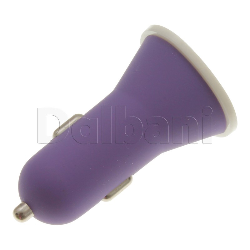 Dual Port USB Car Charger Matte 2.1A 1A Purple for Universal Devices