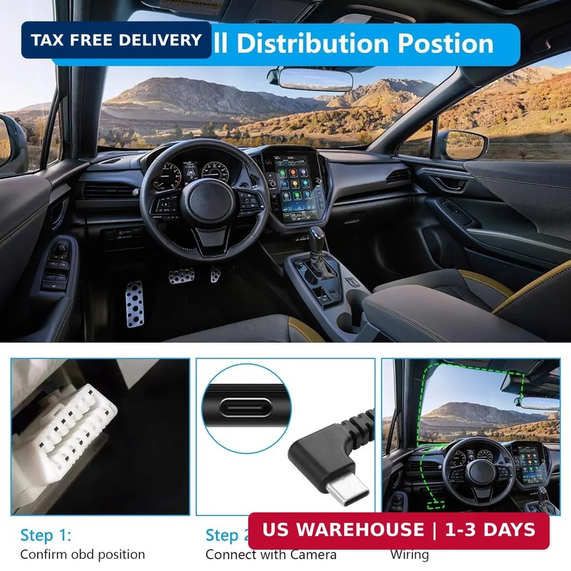 CERRXIAN OBD Power Cable for Dash Camera OBD2 to Type C Adapter Hardwire Charger gallery