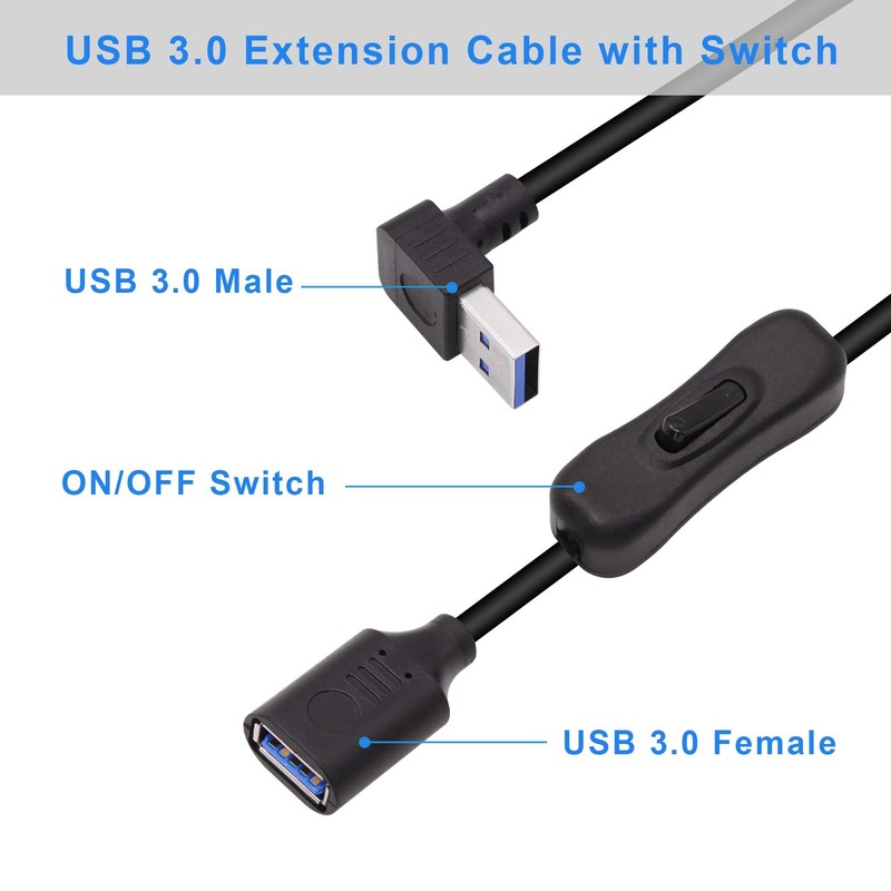 90 Degree USB 3.0 Switch Extension Cable,Up Angle USB Type A Male to Female E... gallery