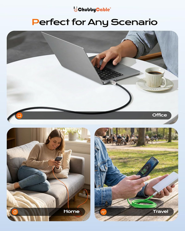 Chubbycable Chubby 2.0 USB C 240W Fast Charging Cable Silicone Soft Durable USB gallery