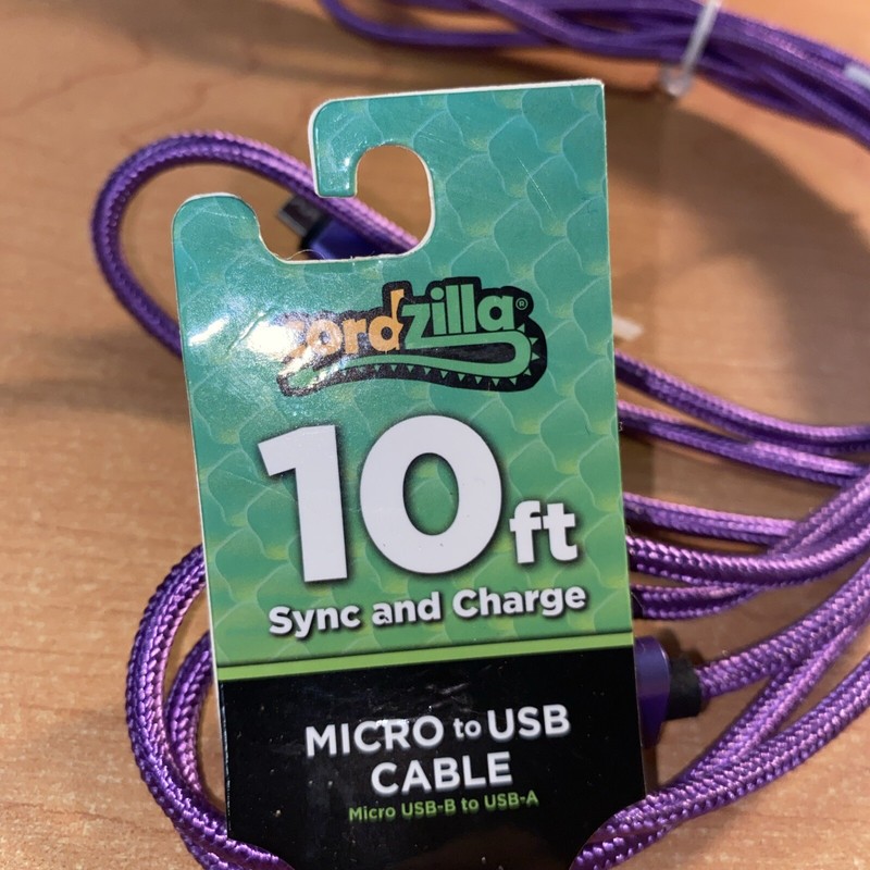 Sync & Charge Micro To USB 10 Foot Long Braided Purple Cable Cordzilla gallery