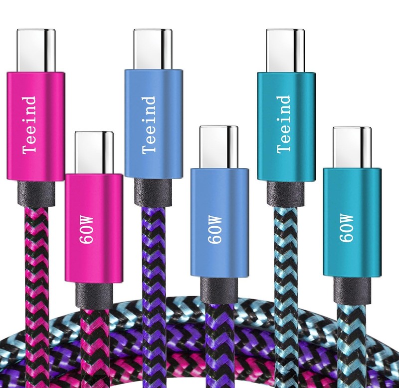 Teeind Type C Cable Fast Charging, Tpc002 3 Pack3Ft/0.9M 60W C to Type C Char...