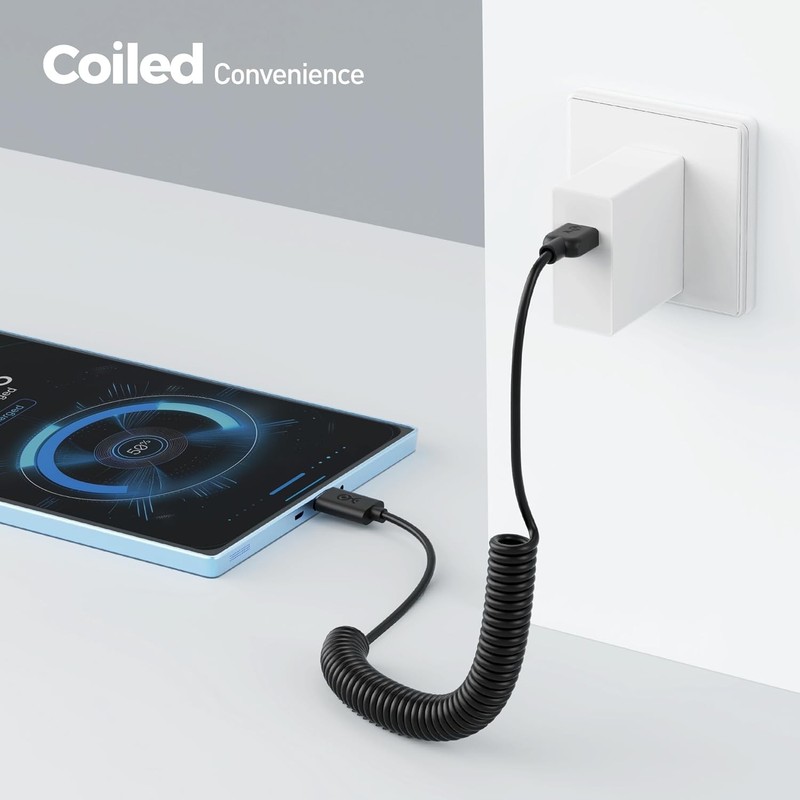 Coiled USB A to C Cable Fast Charging 1-4ft gallery