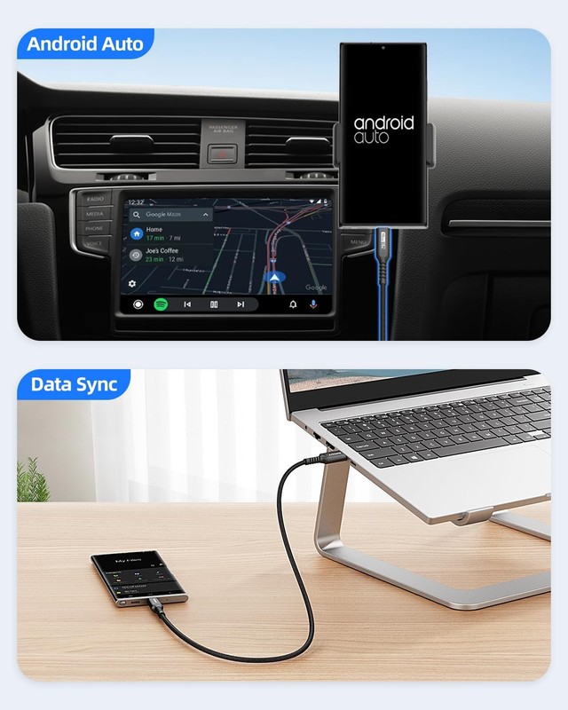 10Gbps Android Auto USB C Cable 1.5FT 3A USB 3.1 Gen 2 Fast Charging gallery