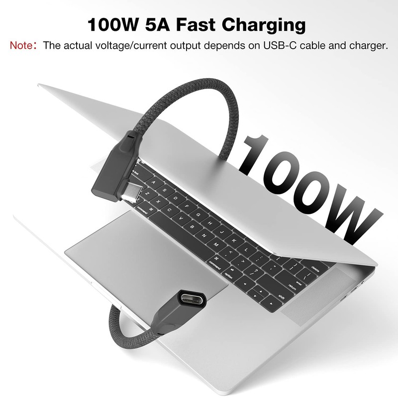 JavicTech USB C Extension Cable Right Angle 0.3M/1FT, 90 Degree 1ft, Black gallery