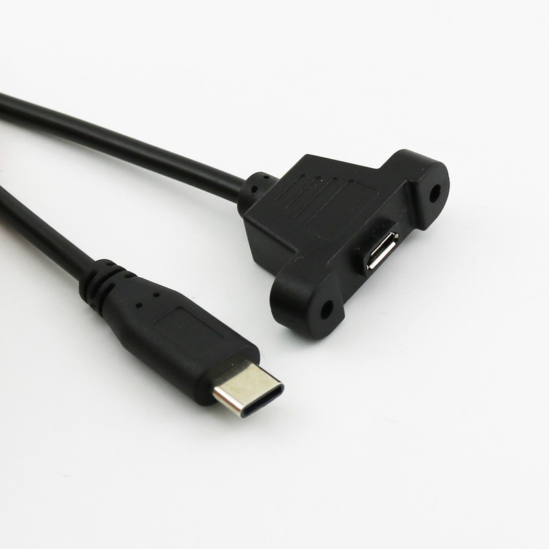 1x USB Micro Female to USB 3.1 Type C Male Panel Mount Data Charging Cable 1.5ft gallery