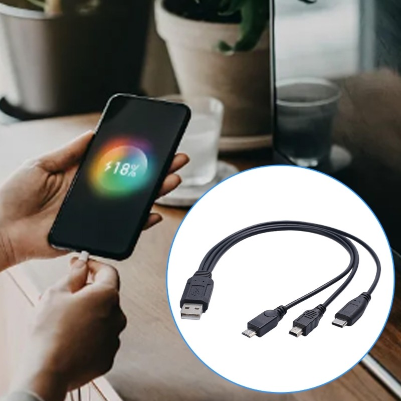 Fast Charging USB Charging Cable Tiny USB with Type C & Mini 5P Charging Cable gallery