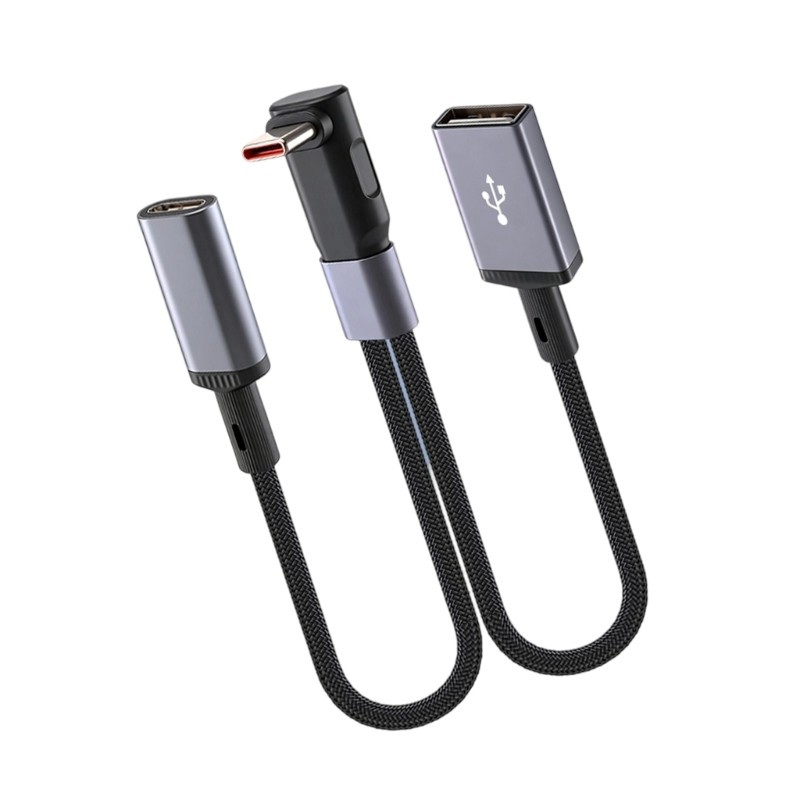 Right Angle/Straight USB C Cable 66W Fast Charging Double Port Output 20cm Long