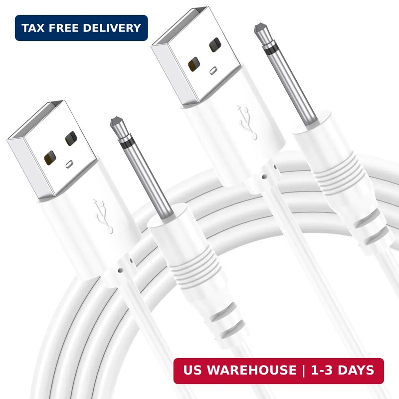 Vanjua 2 Pack Replacement DC Charging Cable, USB to DC 2.5mm Fast Charger Cord A