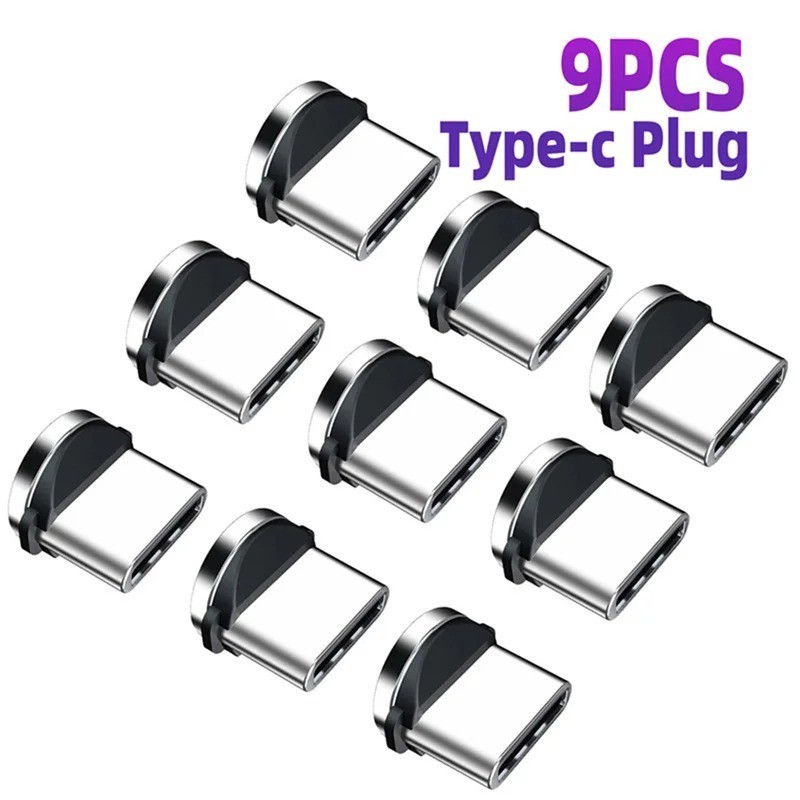9PCS Magnetic Charging Adapter Tips USB C Micro USB 8 Pin Replacement Set