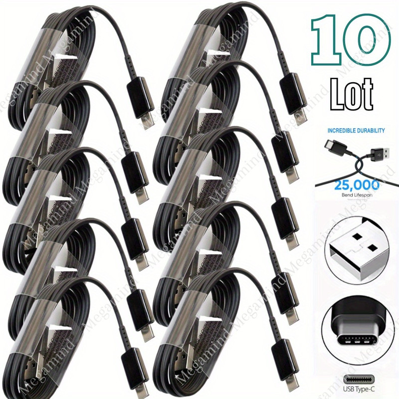 Lot of 10 Wholesale USB Type C Cable Samsung S10 A20 Charger Charging Cord Bulk