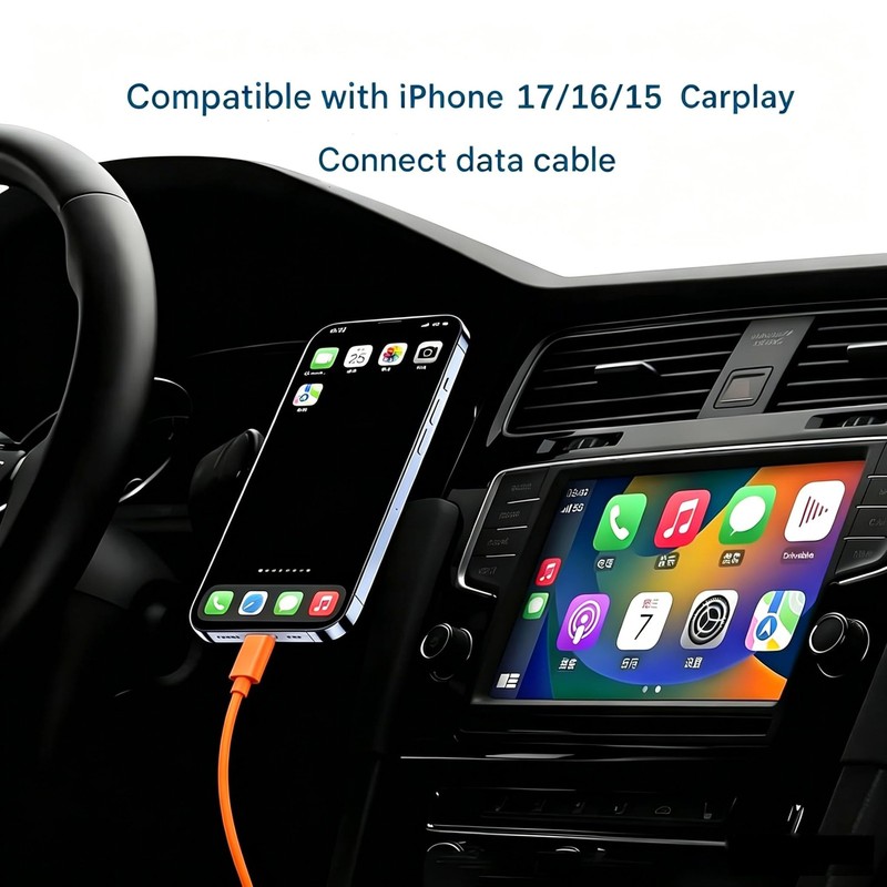 Orange iPhone 17/17E Car Carplay Cable for iPhone 17/16/15, 15/16/17 Pro Max ... gallery