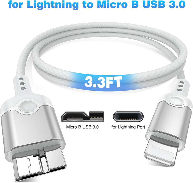 For Lightning to Micro B USB 3.0 Camera Adapter Cable Mfi-Certified for Iphone 1 gallery