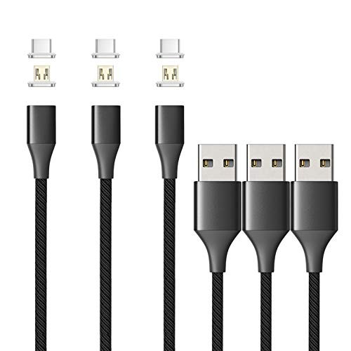 NetDot Gen10 2in1 Nylon Braided Magnetic Charging Cable Fast 3.3ft 3 black
