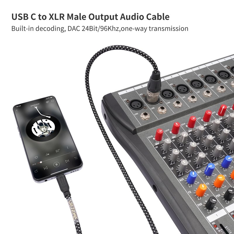 24Bit/96Khz USB to XLR Output Audio Cable,USB DAC Smartphone/Laptop to XLR Ou... gallery
