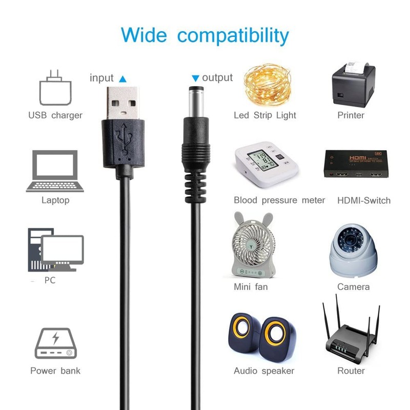 Dc 5v Power Cord Usb To Dc 5.5x2.1mm Plug Charging Cable With 10 Connector Tips gallery