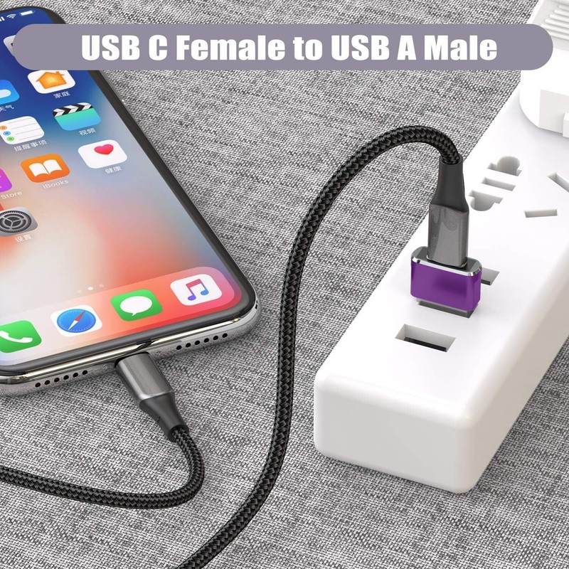 USB C Female to USB Male Adapter Type C to USB USB-C to A Converter- 2Pk, Purple gallery