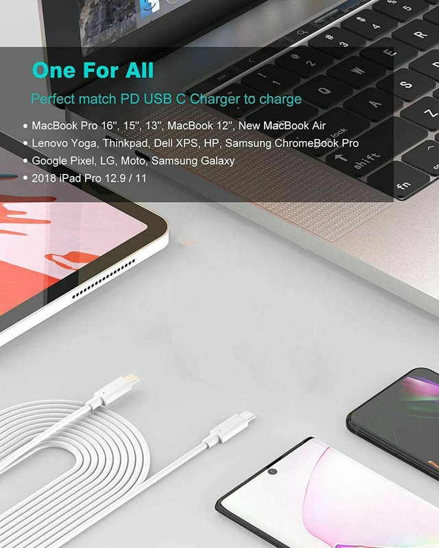 QC PD 20W Wall Power Adapter USB C Fast Charger Cable For Android Samsung Google gallery