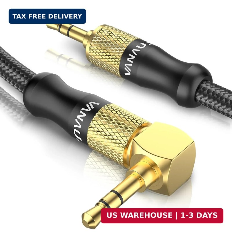 3.5mm Audio Cable， 90 Degree Right Angle Auxiliary Cable Stereo Aux Jack to Jack