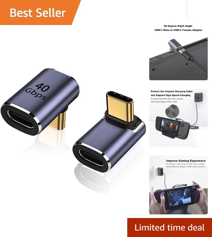Versatile USB-C Male to Female Adapter Set – 90° Design for Ultimate Convenience