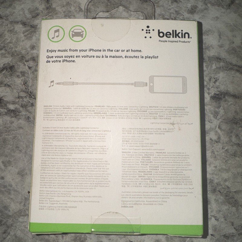 Belkin 3ft 3.5 mm Audio Cable With Lightning Connector - White M-Fi Certified gallery