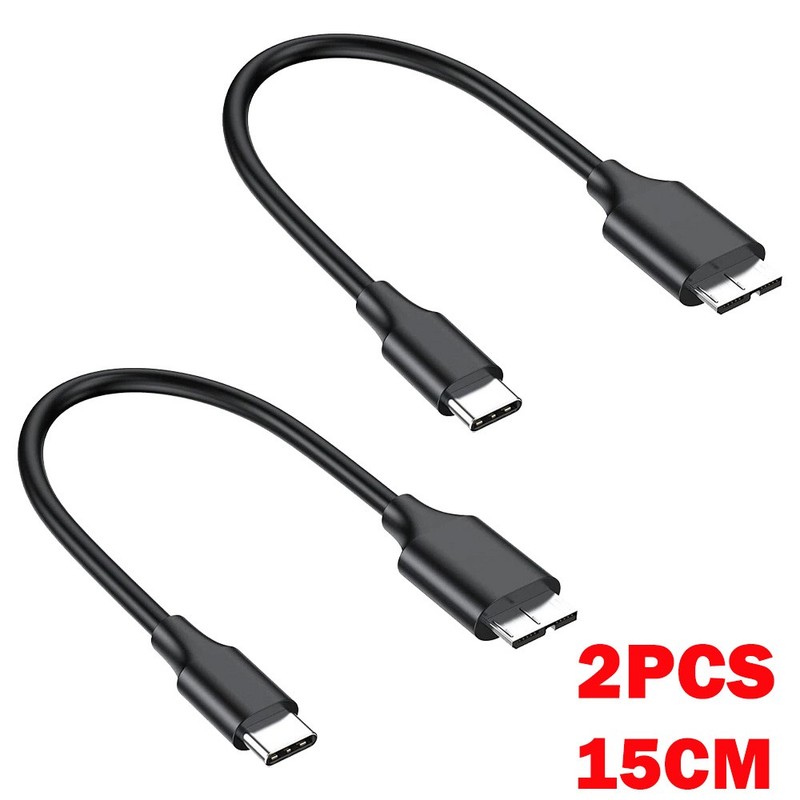 2x 15cm Micro B to USB C External Hard Drive Cable Cord Portable For Seagate HOT