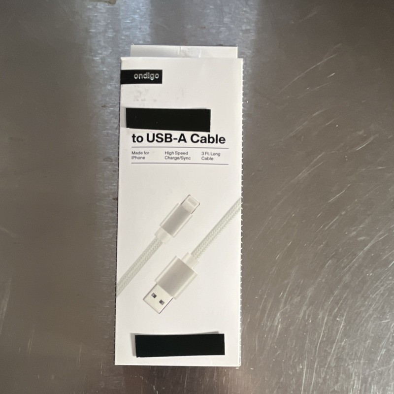ondigo 3ft Braided USB-A Fast Charge Cable for iPhone White