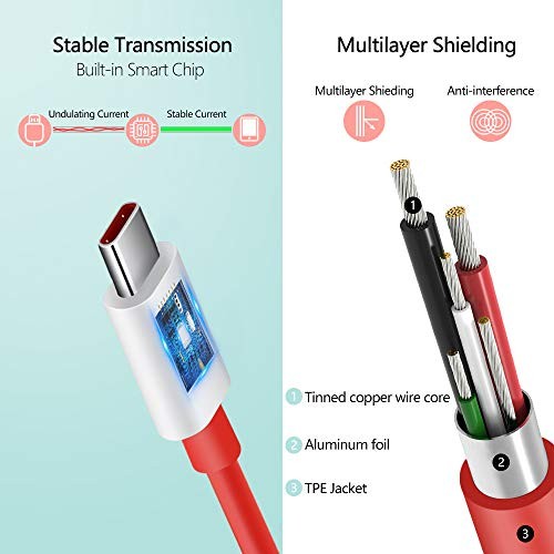 120W for Warp/Dash-Charge Cable for OnePlus 7 Pro 8 7T 6, 5V 4A Type C Cable gallery