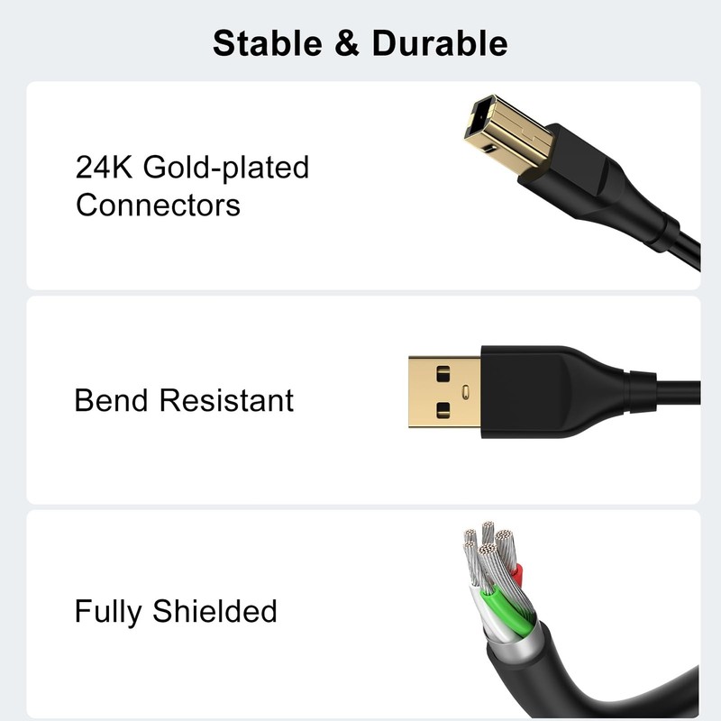 Printer Cable 20 feet,USB Type A Male to B Male Scanner Printer Cord High Spe... gallery