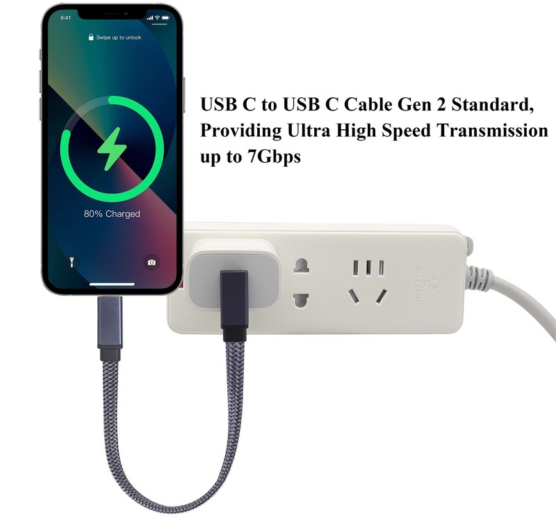 USB 3.1 Flat Braided Cable,60W 3A 90 Degree Tpye USB 3.1 Gen2 Fast Charging,D... gallery