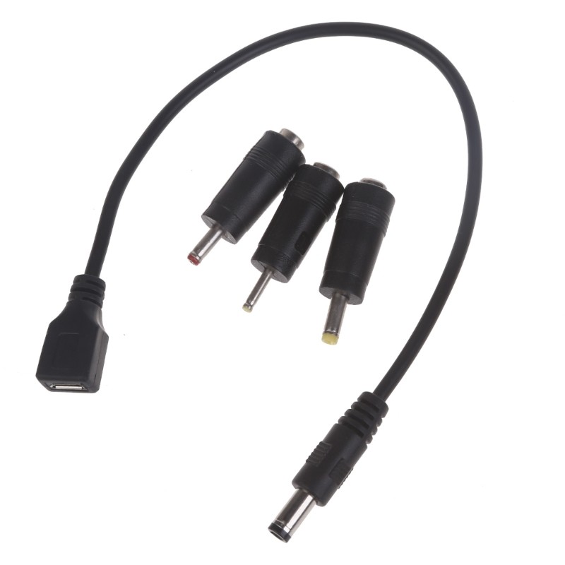 5.5×2.1mm to Mini USB Adapter with 3 DC Adapters 4.0×1.7mm,3.5×1.35mm,2.5×0.7mm