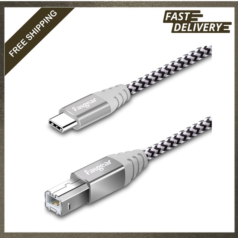 USB C to USB B Cable 6ft Nylon Braided Connector Compatible with MacBook Pro