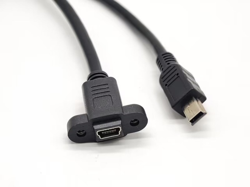 30CM USB 2.0 Mini B Male To Mini B Female Panel Mount Extension Adapter Cord