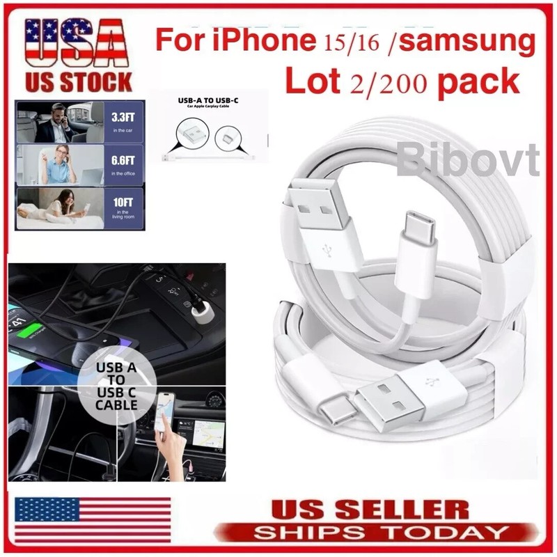 lot IPhone 16 15 Pro Max Plus USB-A Cable Fast Charger Type C Charging Data Cord gallery