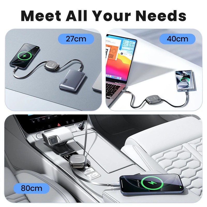 Toocki 100W USB-C Cable Retractable Fast Charge for Samsung Galaxy Xiaomi Laptop gallery