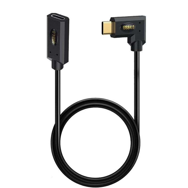 2FT 40Gbps USB 4.0 Type C Extension Cable Female Right Angle Male 240W 5A PD