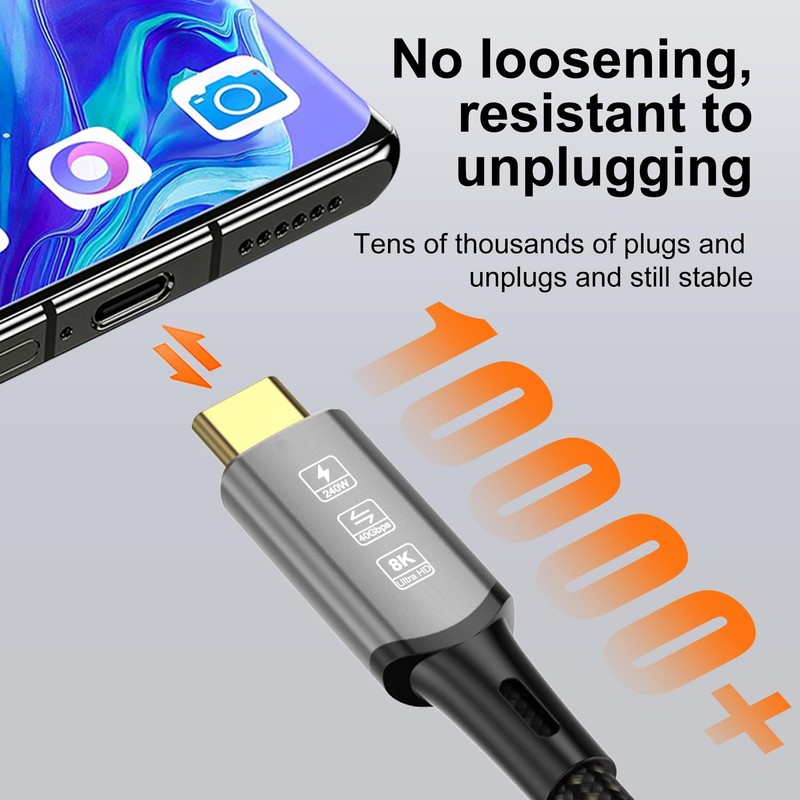 1 PC USB4 Cable With Thunderbolt 4 240W Charging 40Gbps Data 8K Video Cord gallery