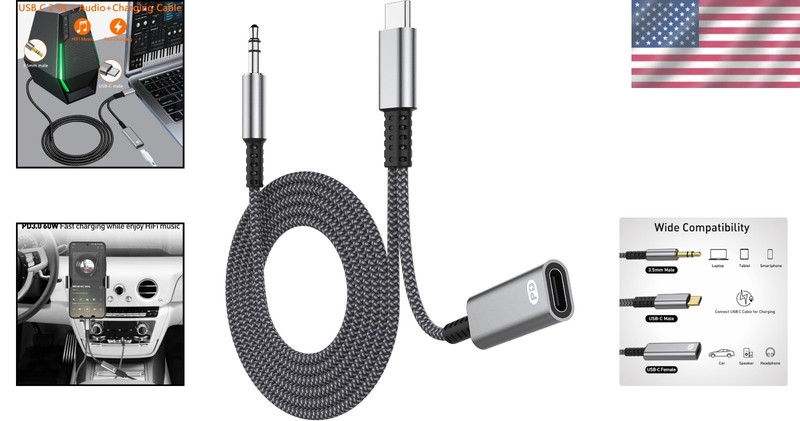 HiFi USB C to 3.5mm Aux Cable with 60W Charging - Universal Compatibility gallery