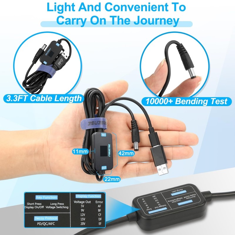 USB C to DC Adapter 3.3ft with 10 Connector Tips - Lightweight Power Solution gallery