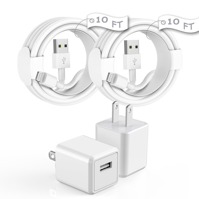 iPhone Charger, 10FT 2 Pack Long Lightning Cable【Apple MFi Certified】Extra Lo…