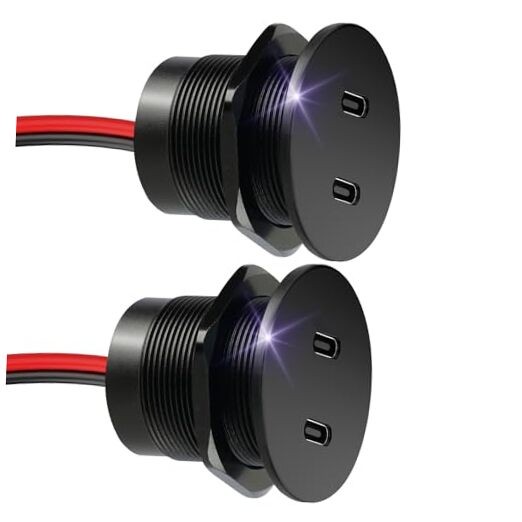 50W 12V USB Outlet Dual 25W USB-C Charger PD 3.0 Aluminum Fast Charging 2Pcs gallery