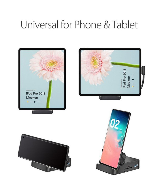 Type C HUB Docking Station Phone Stand Pad Station USB C HDMI Power Charger gallery
