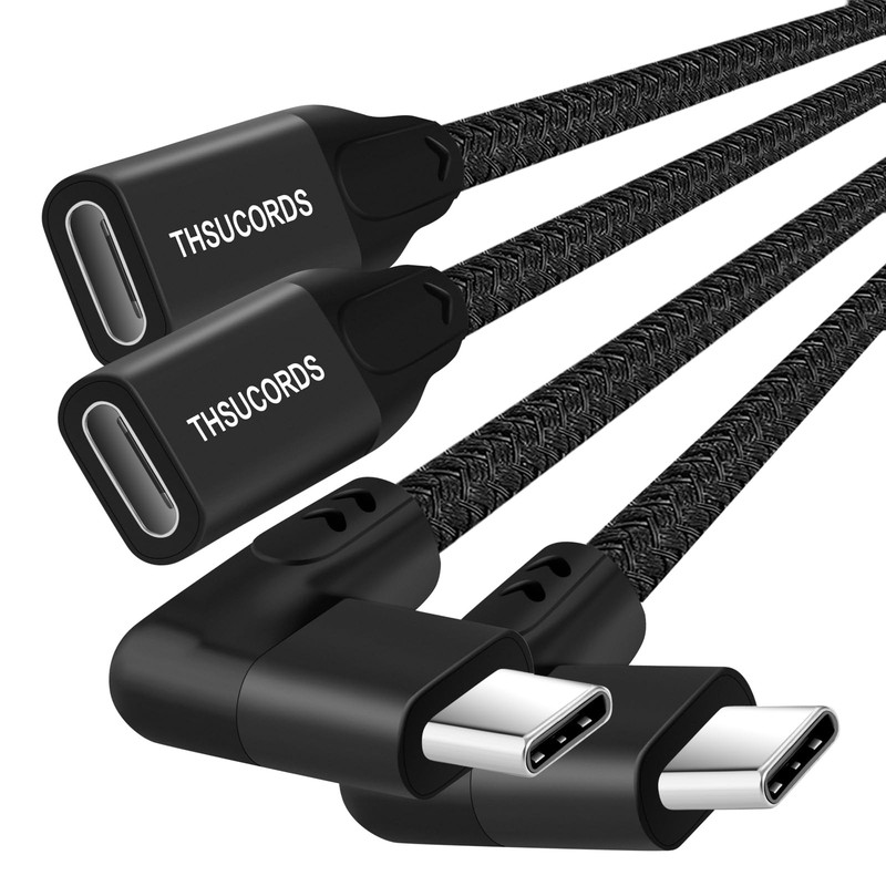100W USB C Extension Cable 1.6FT 20Gbps 90 Degree Right Angle 3.2 2 PCS