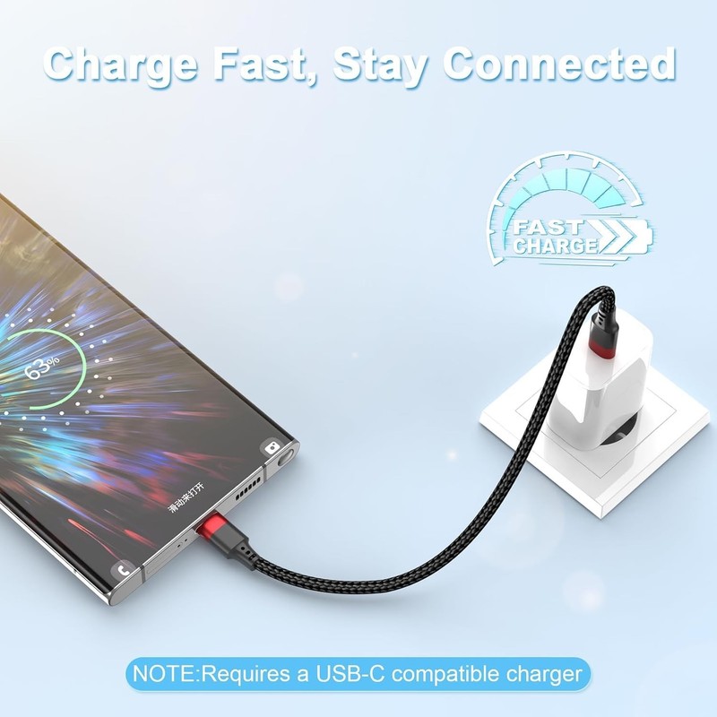 6 Inch USB C to USB C Cable , 3 Pack Short Fast Charging Cord Type C, 0.5 ft ... gallery